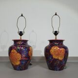 Hand-turned ceramic / glazed vase lamp holders 1970s (most likely French)