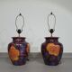 Hand-turned ceramic / glazed vase lamp holders 1970s (most likely French)