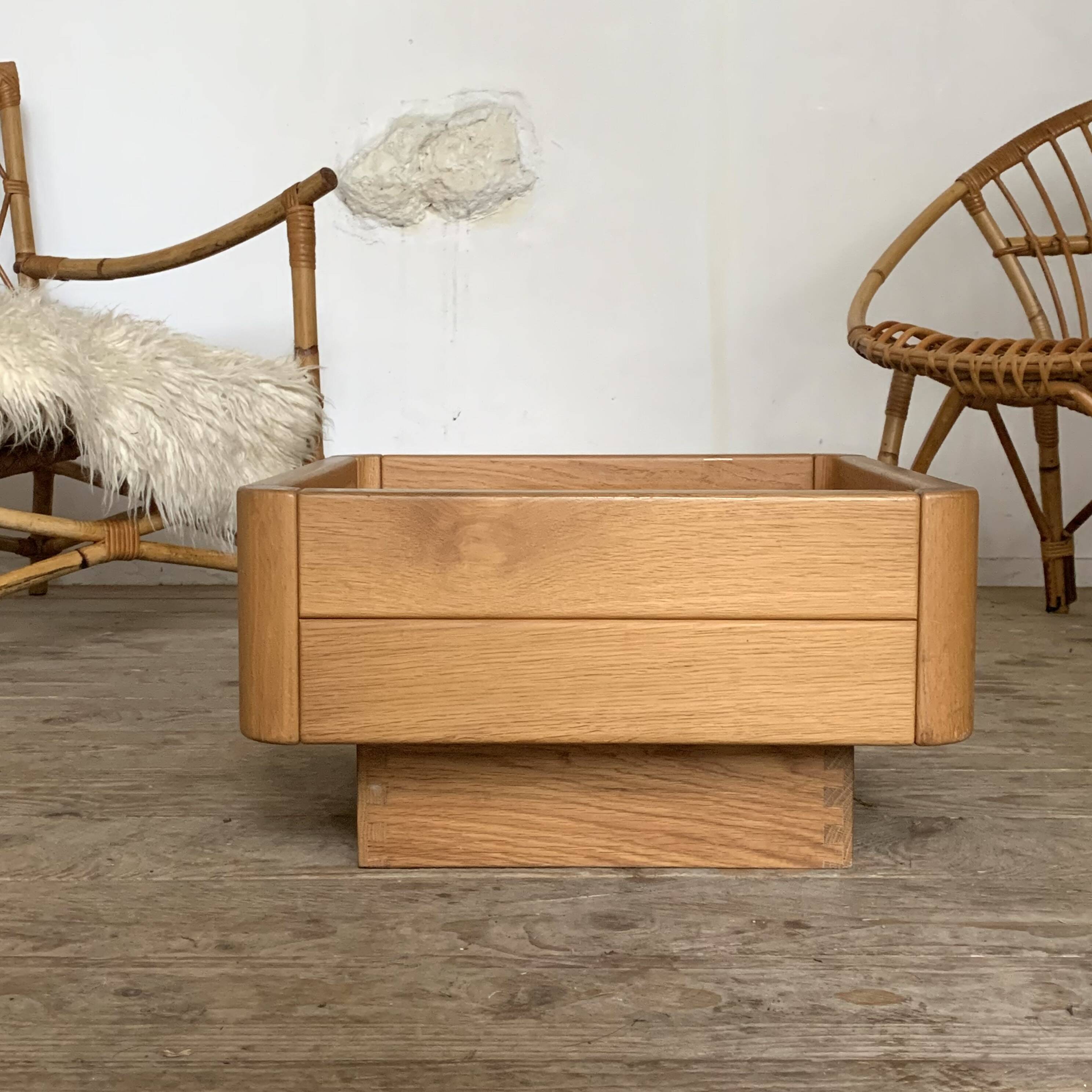 Vintage solid oak square coffee table