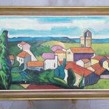 Village de provence Fauvisme 1960 huile sur toile 74/50 cm