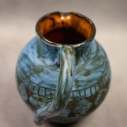 Blue ceramic pitcher with frieze by Jérôme Massier – Vallauris