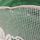 Bedspread, old crochet bedspread, openwork flowers, square mesh
