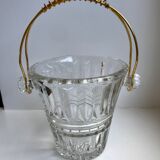 Glass and gold metal ice bucket 60s-70s