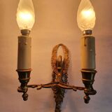Pair of wall sconces candle holders in Empire style in bronze