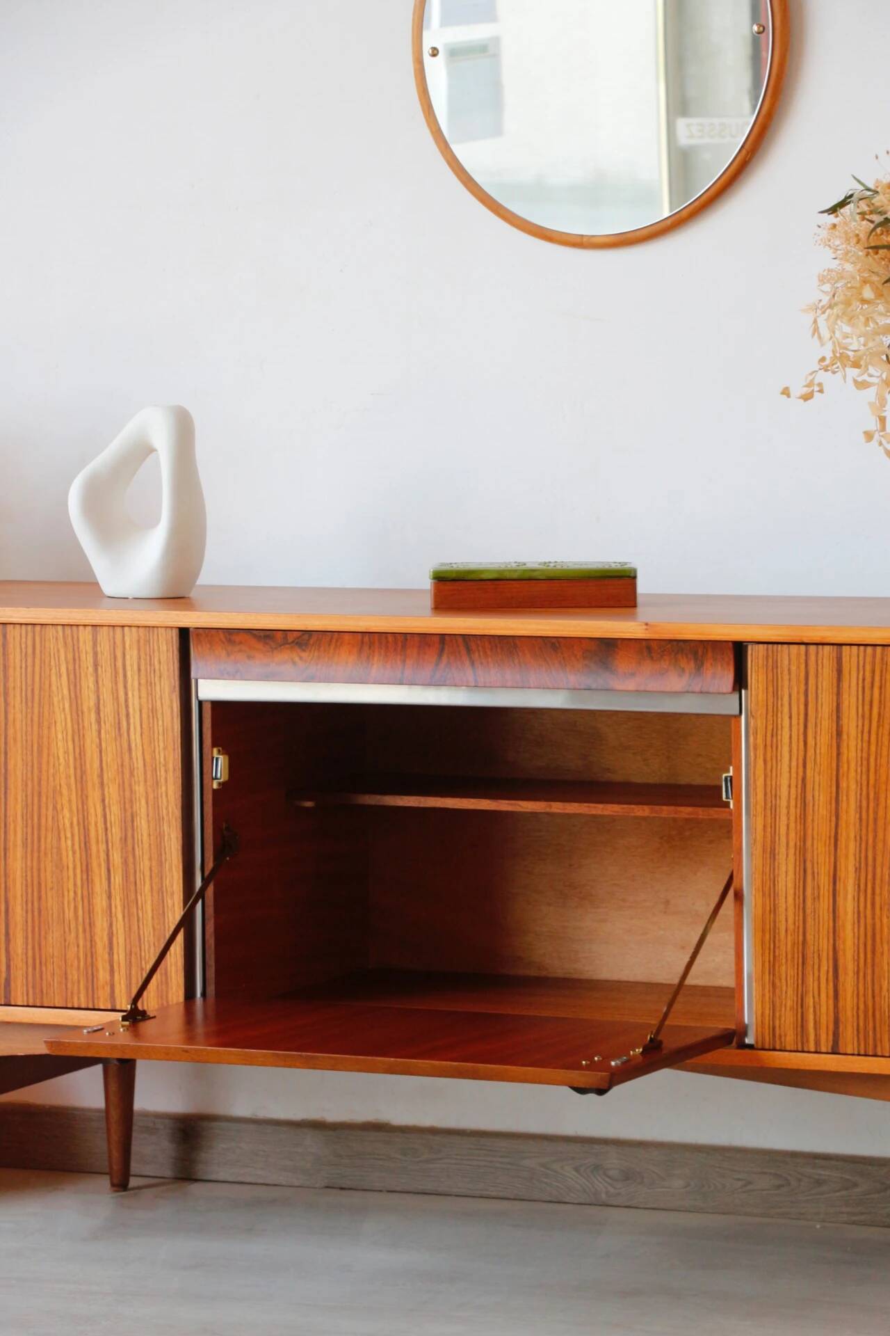 Enfilade scandinave zebrano – buffet vintage années 60
