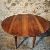 Vintage walnut folding table – France, 1930s, on casters