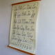 School and pedagogic poster, calligraphy, alphabet, writing method, classic letter 2, on linen, vintage 1960