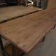 Large industrial metal console, 2 solid oak shelves