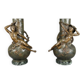 Pair of Regulate Vases, signed L. Moreau – Late 19th century