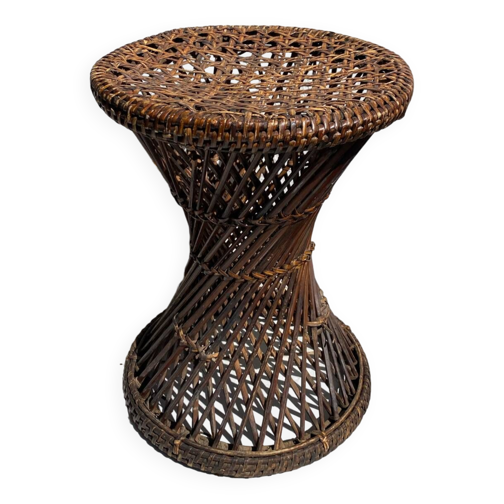 Tamtam type stool in rattan and canework