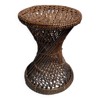 Tamtam type stool in rattan and canework