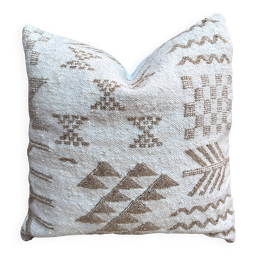 Coussin en laine berbère fait main : Coussin Kilim marocain (45x45cm)