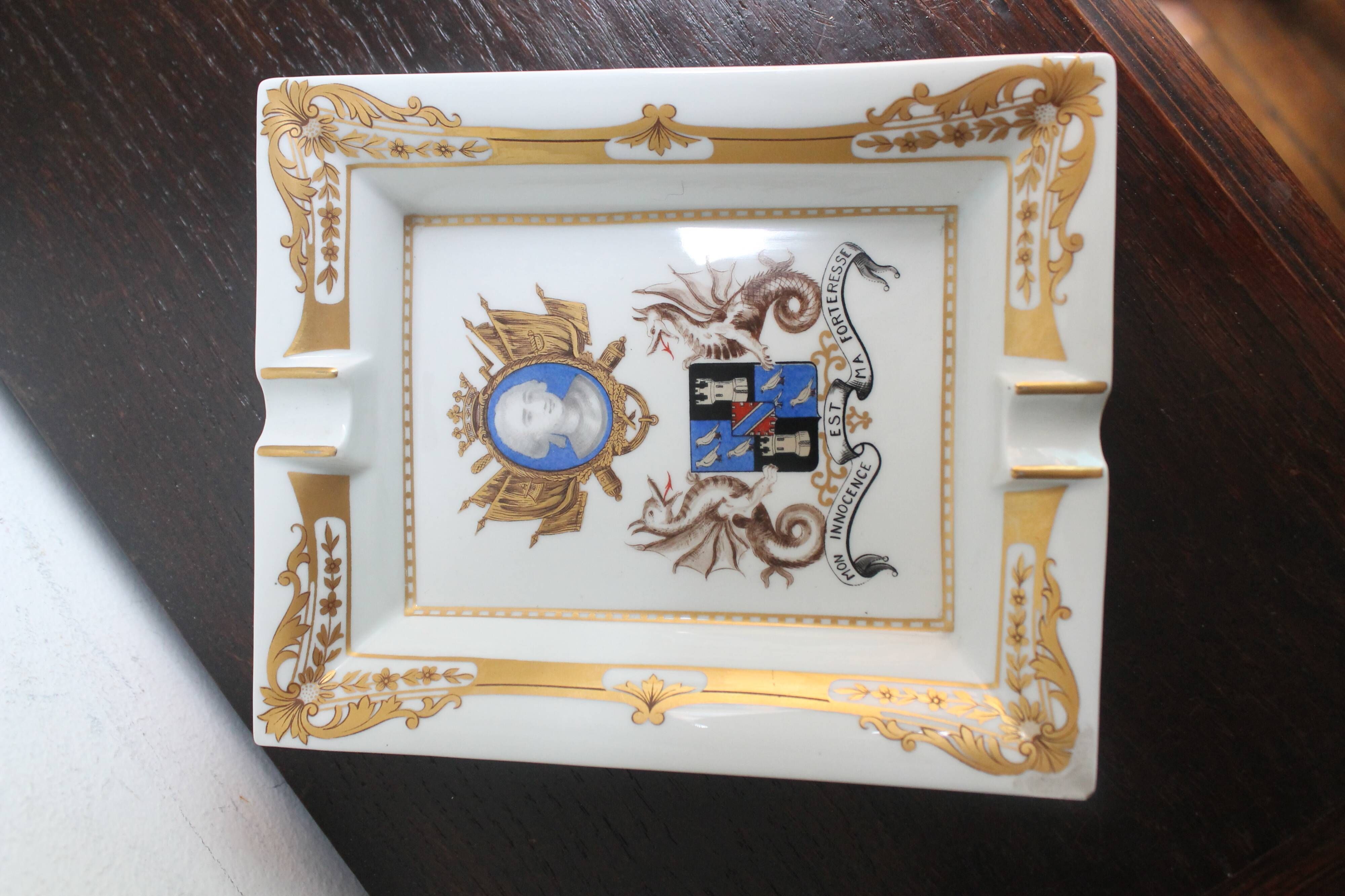 Hermès porcelain vide-poche from Limoges depicting the Marquis de Montc.
