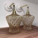 Pair of ceramic and glass wall lights