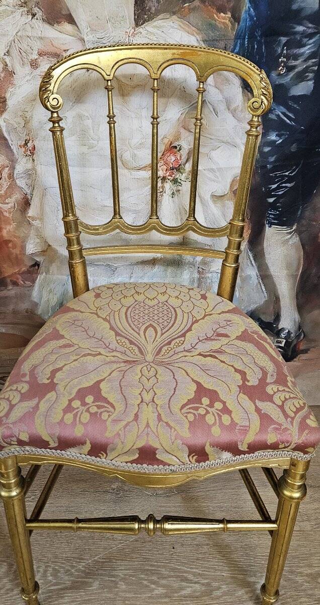 Napoleon III theatre chair in gilded wood