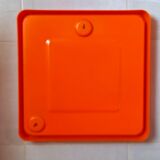 70s pop orange square mirror