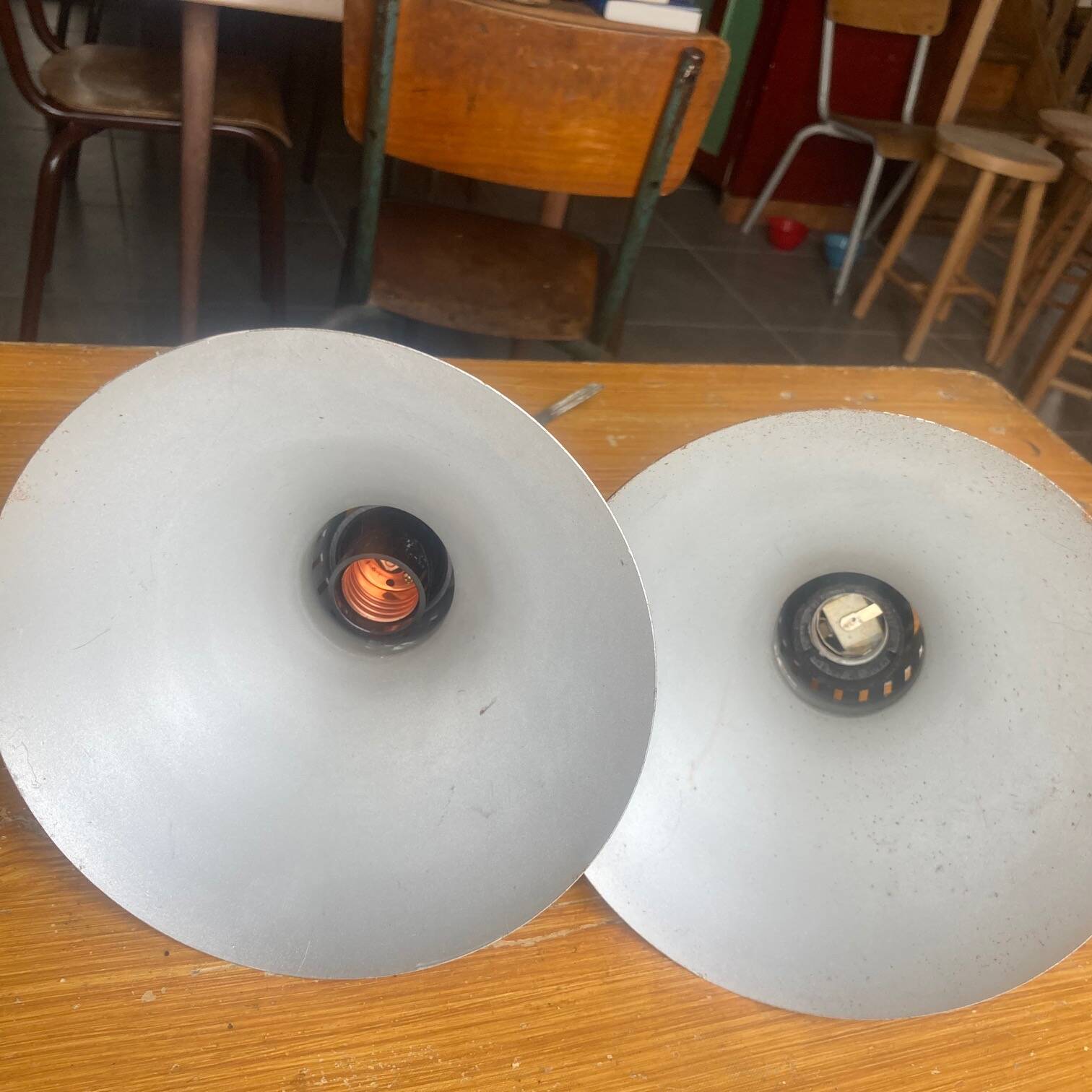 Pair of pendant lights polish design from the 70s