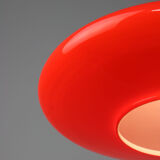 Lampe de soucoupe en verre rouge et laiton du milieu du siècle