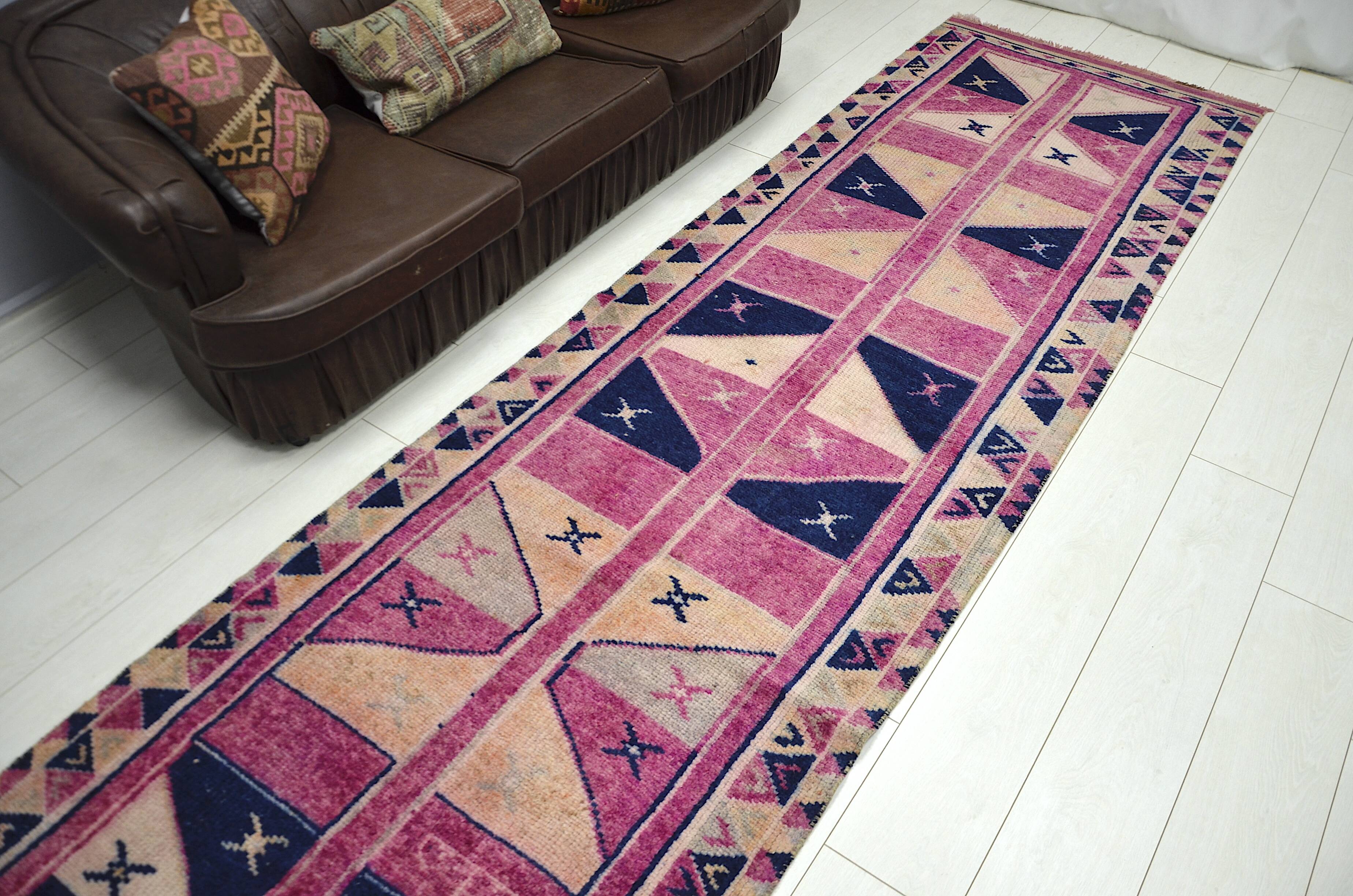Pink & Dark Blue Anatolian Runner sku 2269.