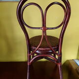 Desk and chair in rattan and vintage wood