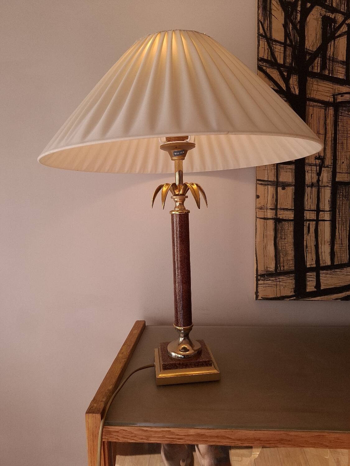 80's tortoiseshell palm tree lamp