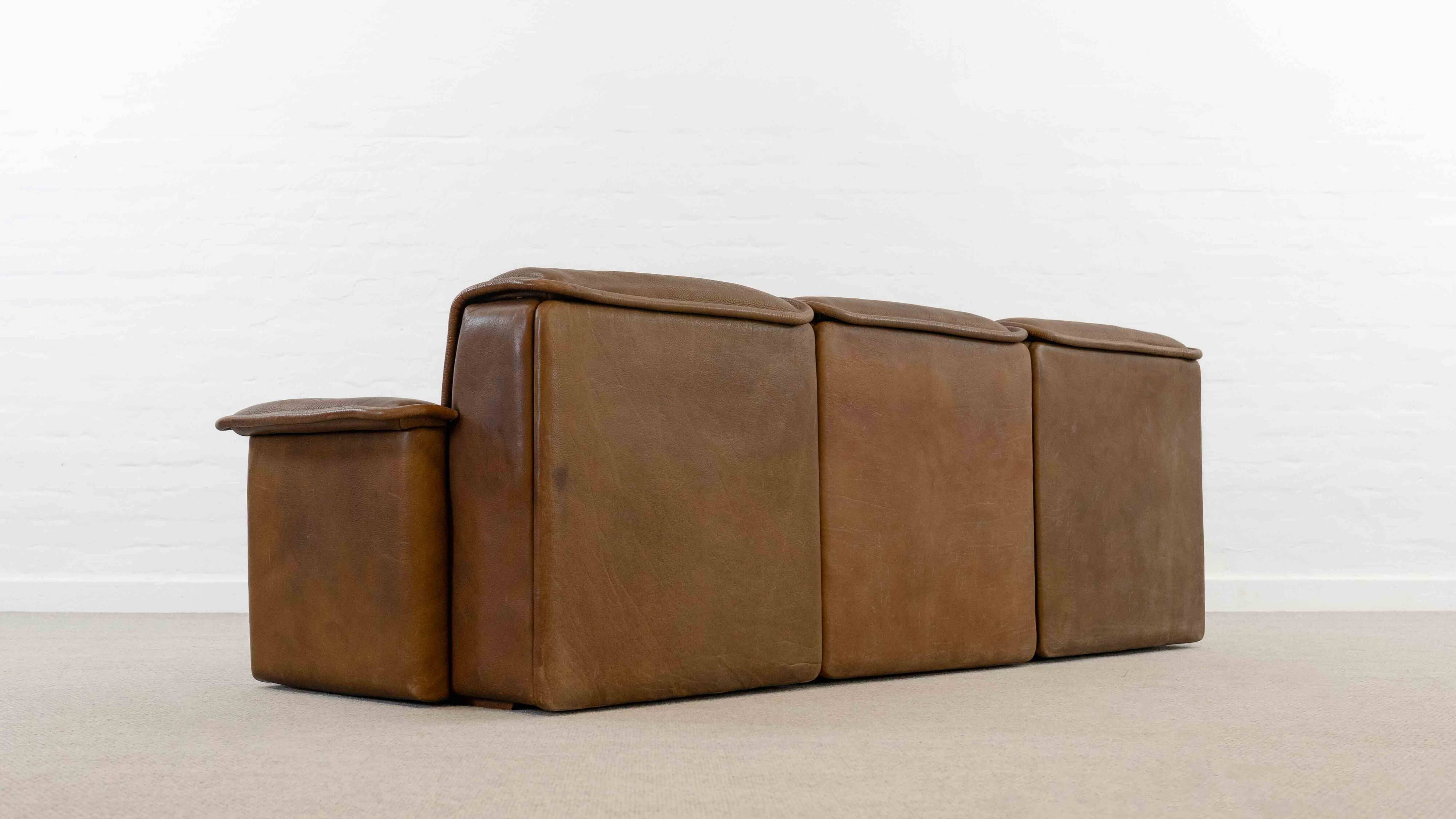 Modular De Sede Sofa DS-12 in cognac leather, 70s