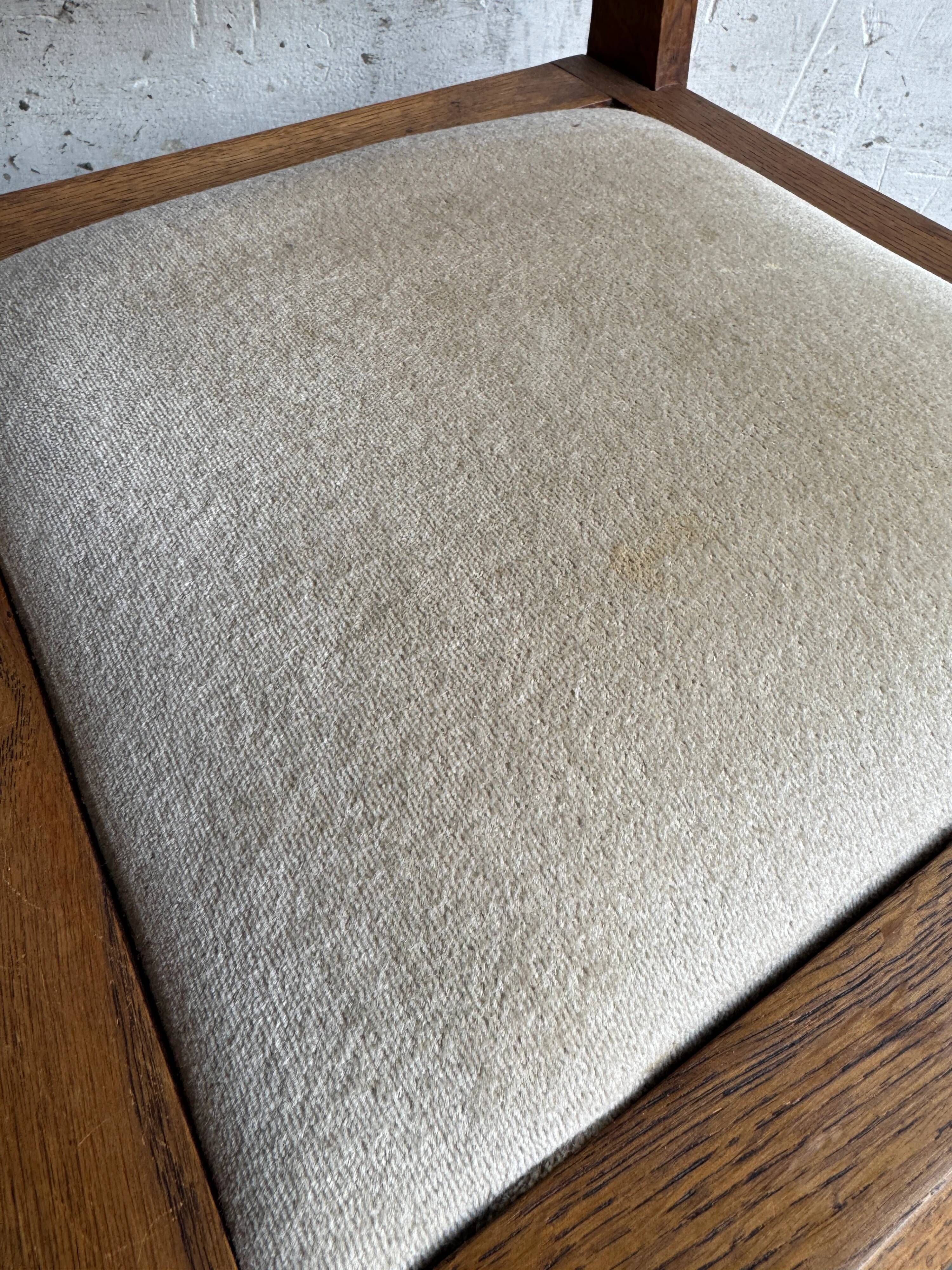 Set of 6 Amsterdamse School Art Deco Dining Chairs, Warm Oak Wood with Beige Upholstery