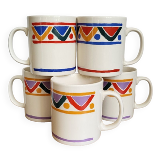 Set of 5 colored mobil mugs