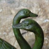 Serre-livres cygnes vintage sur socles en marbre