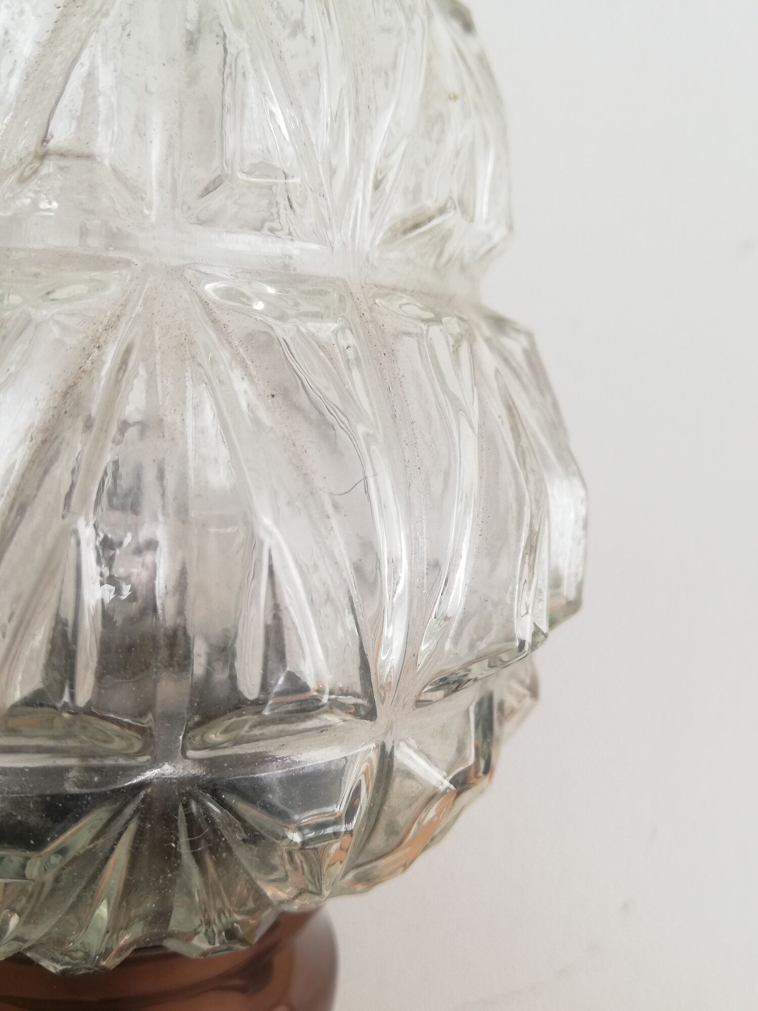 Pair of Ar Nouveau style copper and crystal table lamps vintage 1950s 50s