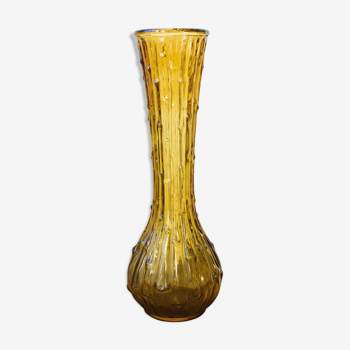 Vase Empoli en verre ambré vintage années 60