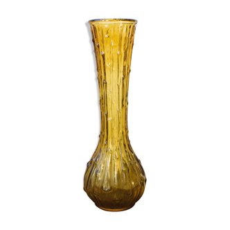 Vase Empoli en verre ambré vintage années 60