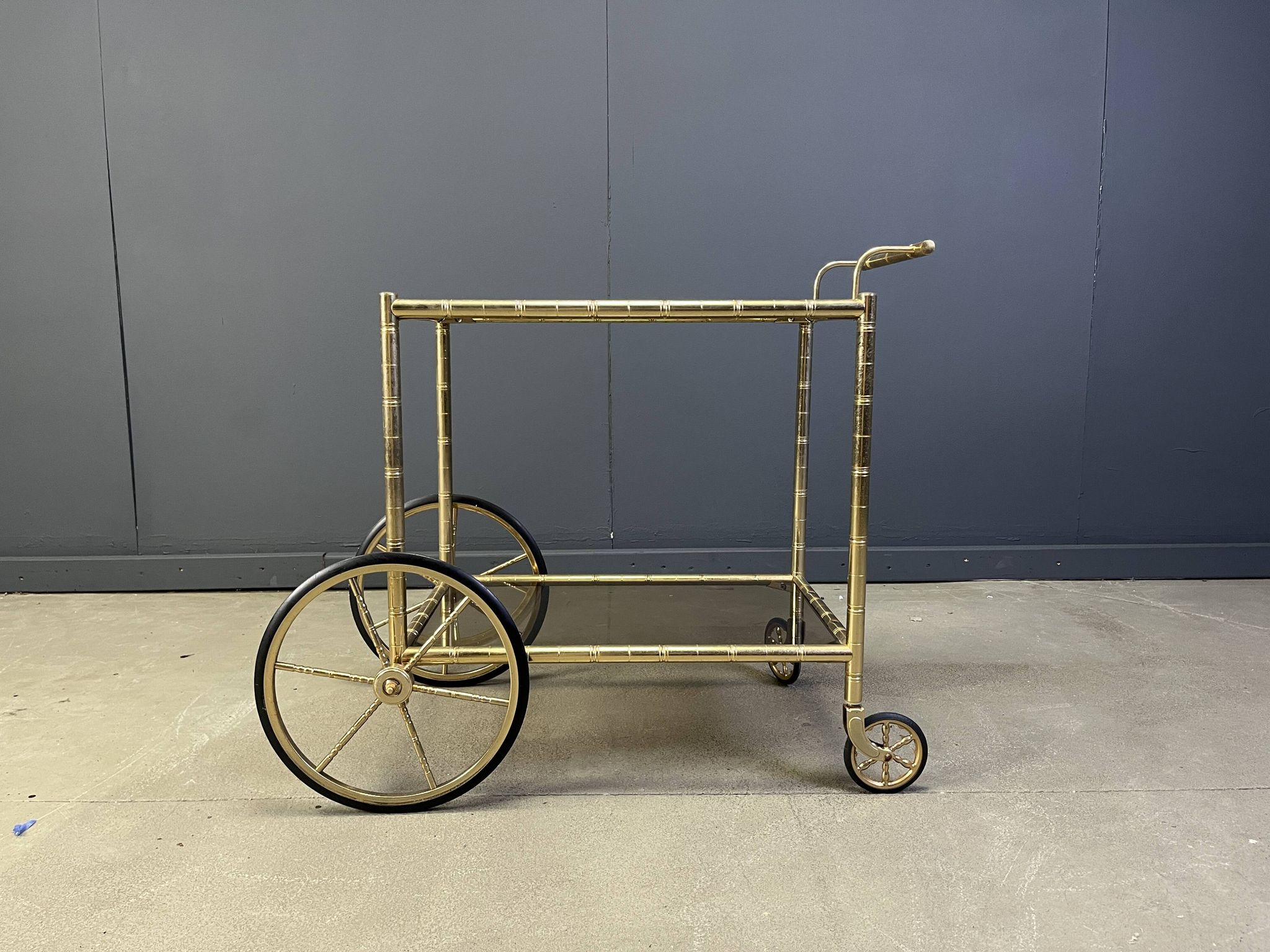 Brass faux bamboo bar cart, Orsenigo Italy, 1970s