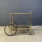 Chariot de bar en laiton imitation bambou, Orsenigo Italie, années 1970