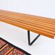 Bench in 60s-70s style, slatted bench, low seat, retro vintage style from the 60s-70s.