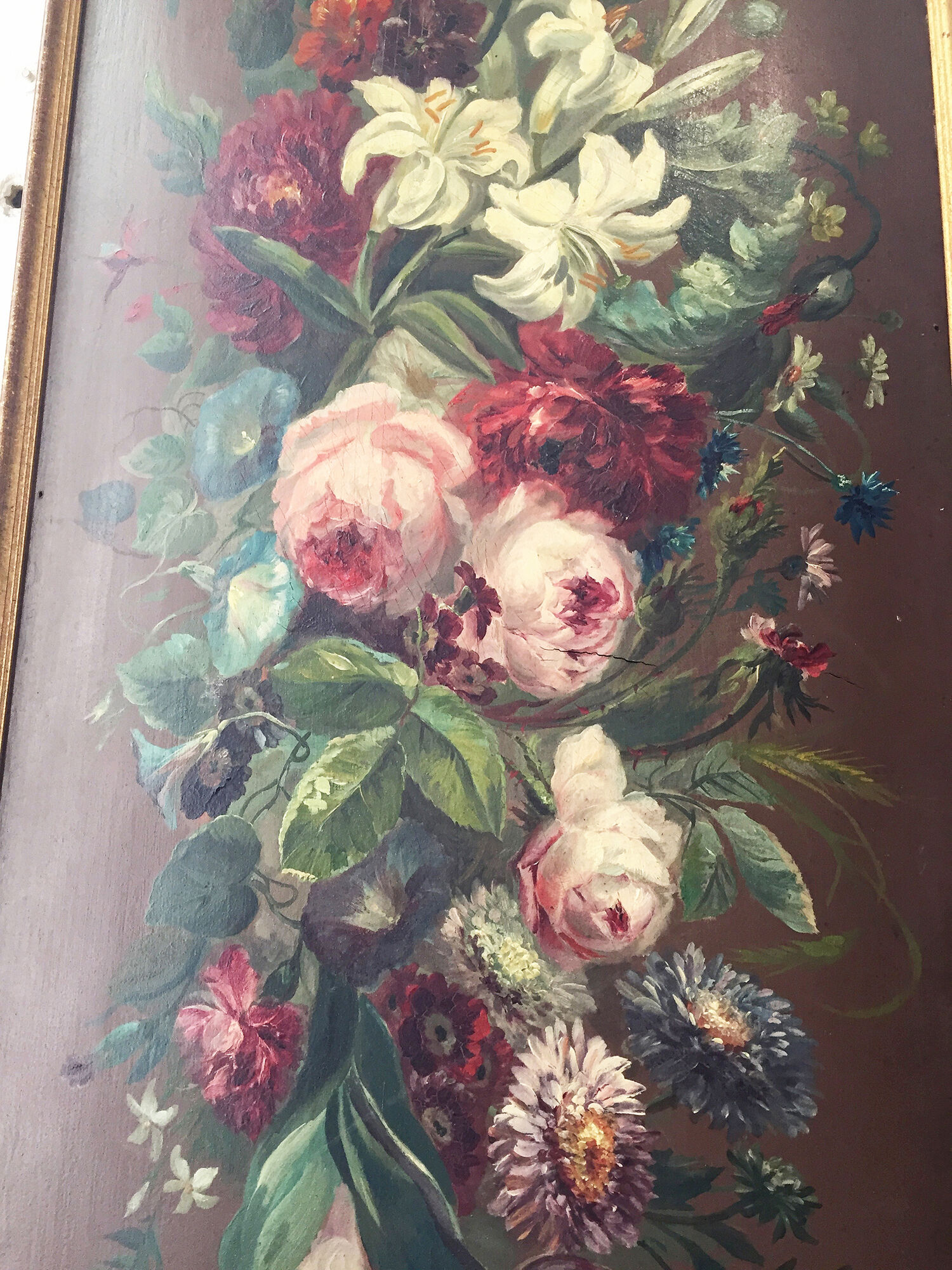 Peinture à l’huile sur bois XIXème format XXL