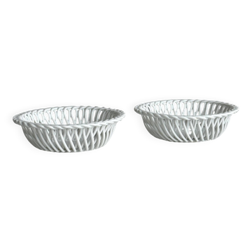 pair of antique twisted porcelain bowls