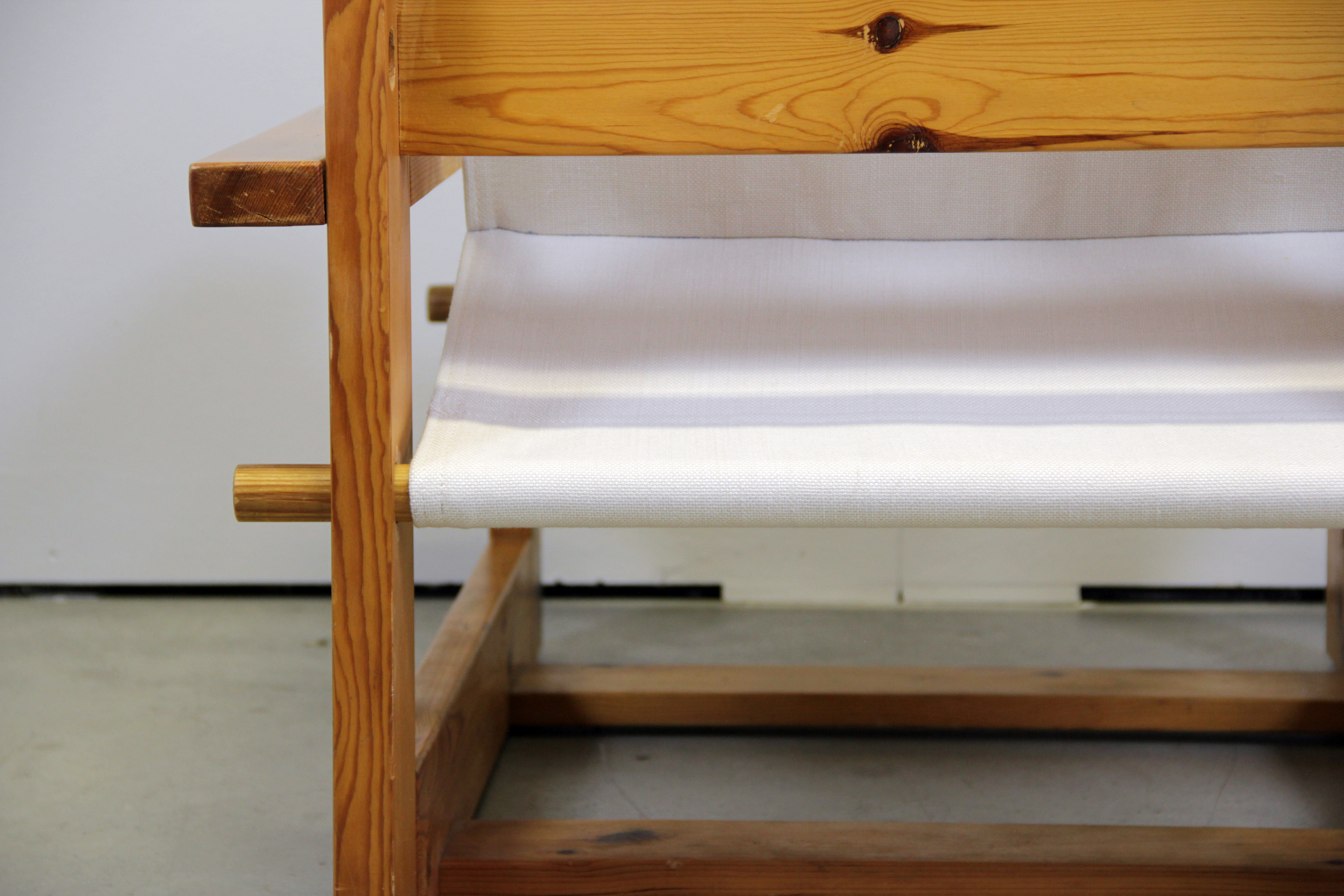 Italian brutalist pine sling chair