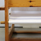 Italian brutalist pine sling chair
