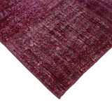 Hand-Knotted Turkish Vintage 193 cm x 300 cm Red Patchwork Rug