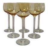 6 amber crystal wine glasses