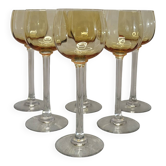 6 verres à vin ambrés en cristal