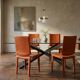 Set di 4 Sedie Design in Cuoio Arancione e Ferro Vintage