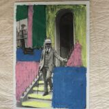 Bold pastels in old photo - Cornwall 1920