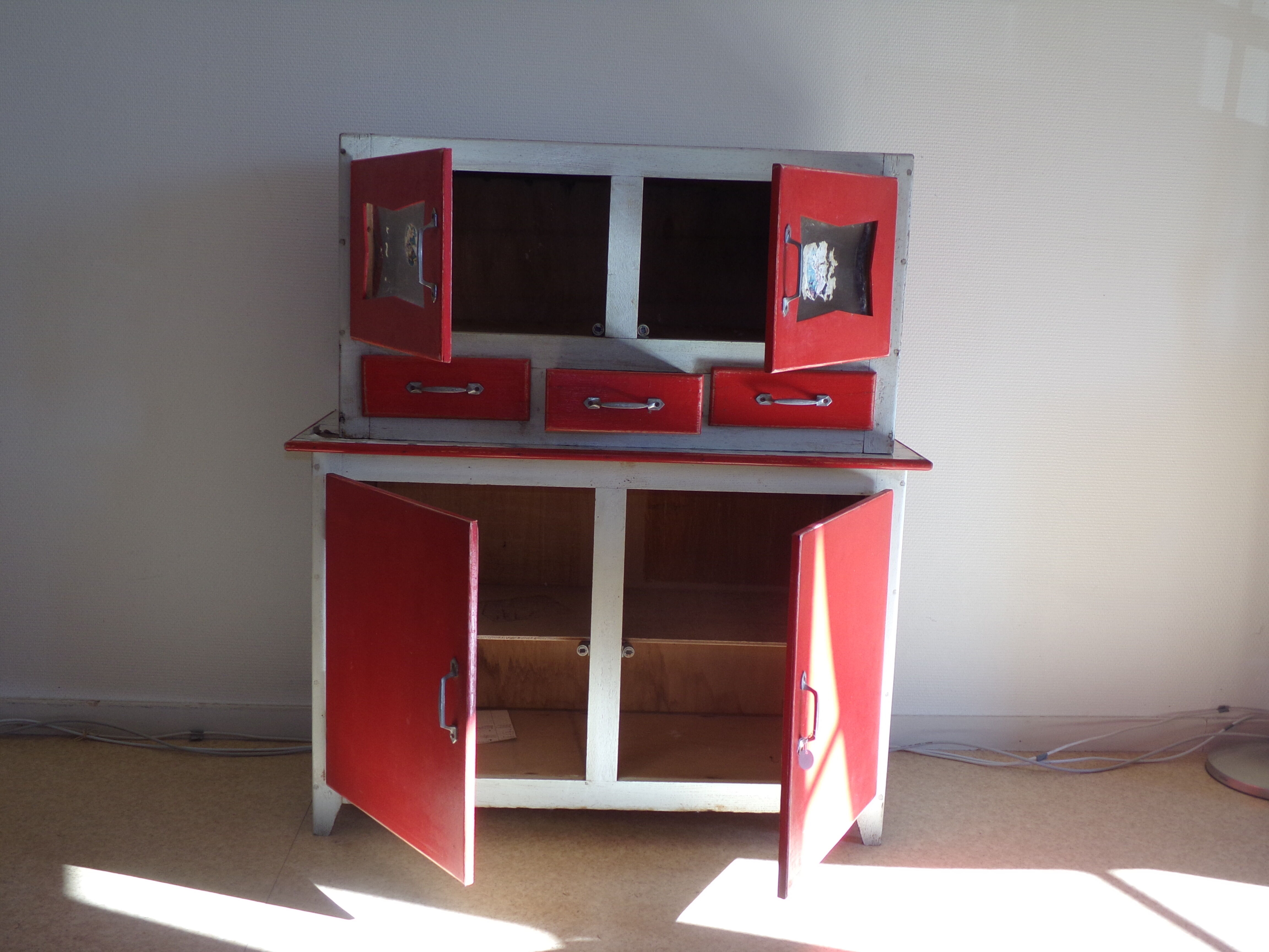 Red and white wooden buffet