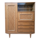 Armoire commode bois et rotin 1960