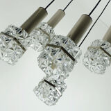1960s mid century PENDANT LIGHT 5-light cascading lamp faceted glass and chrome