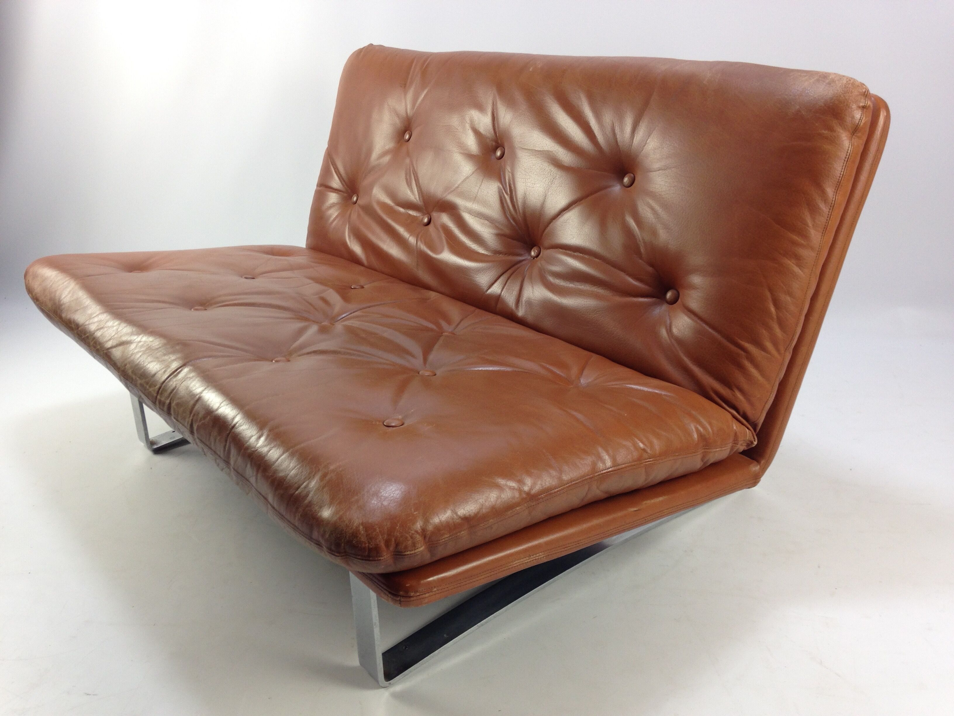 Vintage Leather Sofa by Kho Liang Ie for Artifort, 1960s