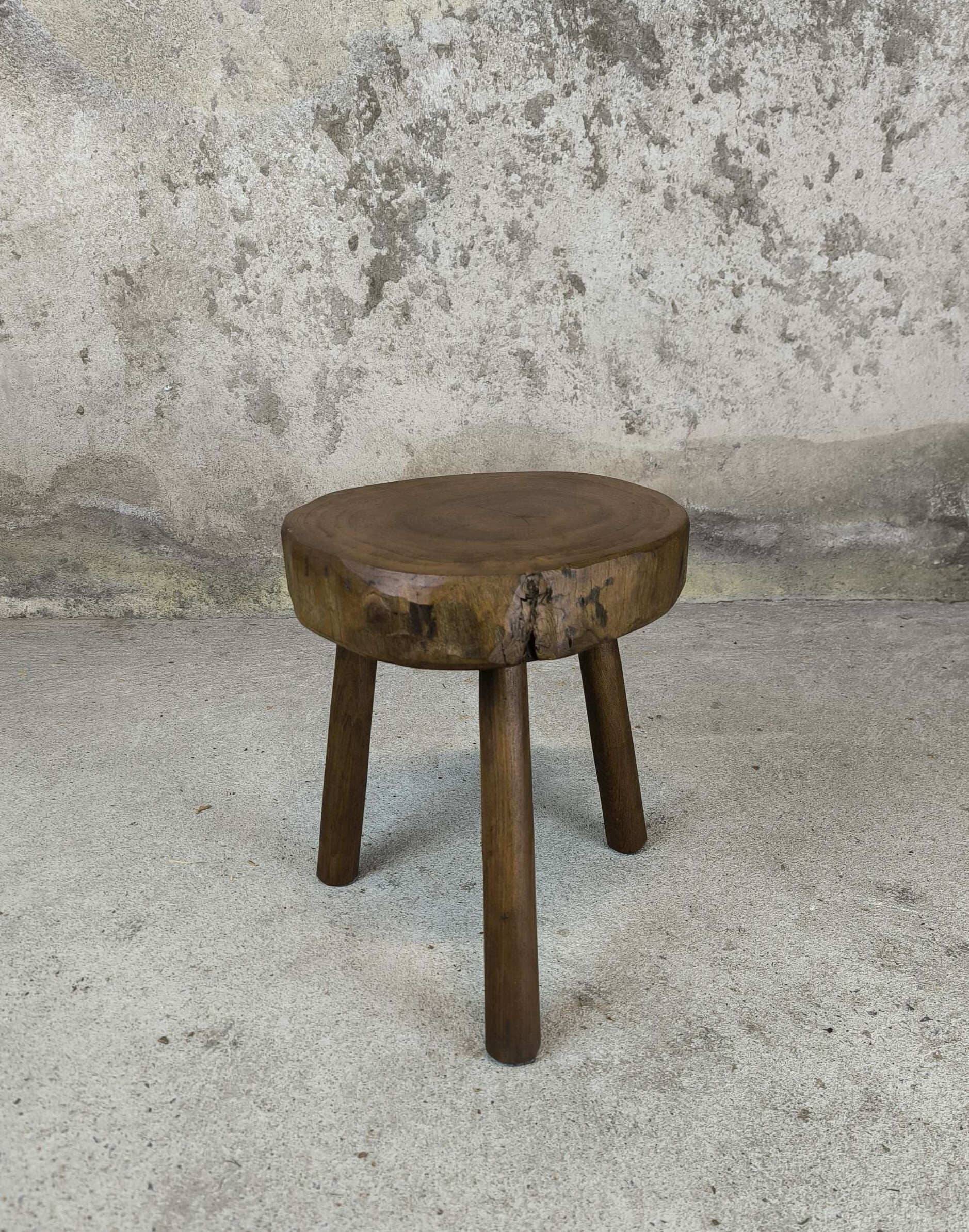 Vintage wooden tripod stool.