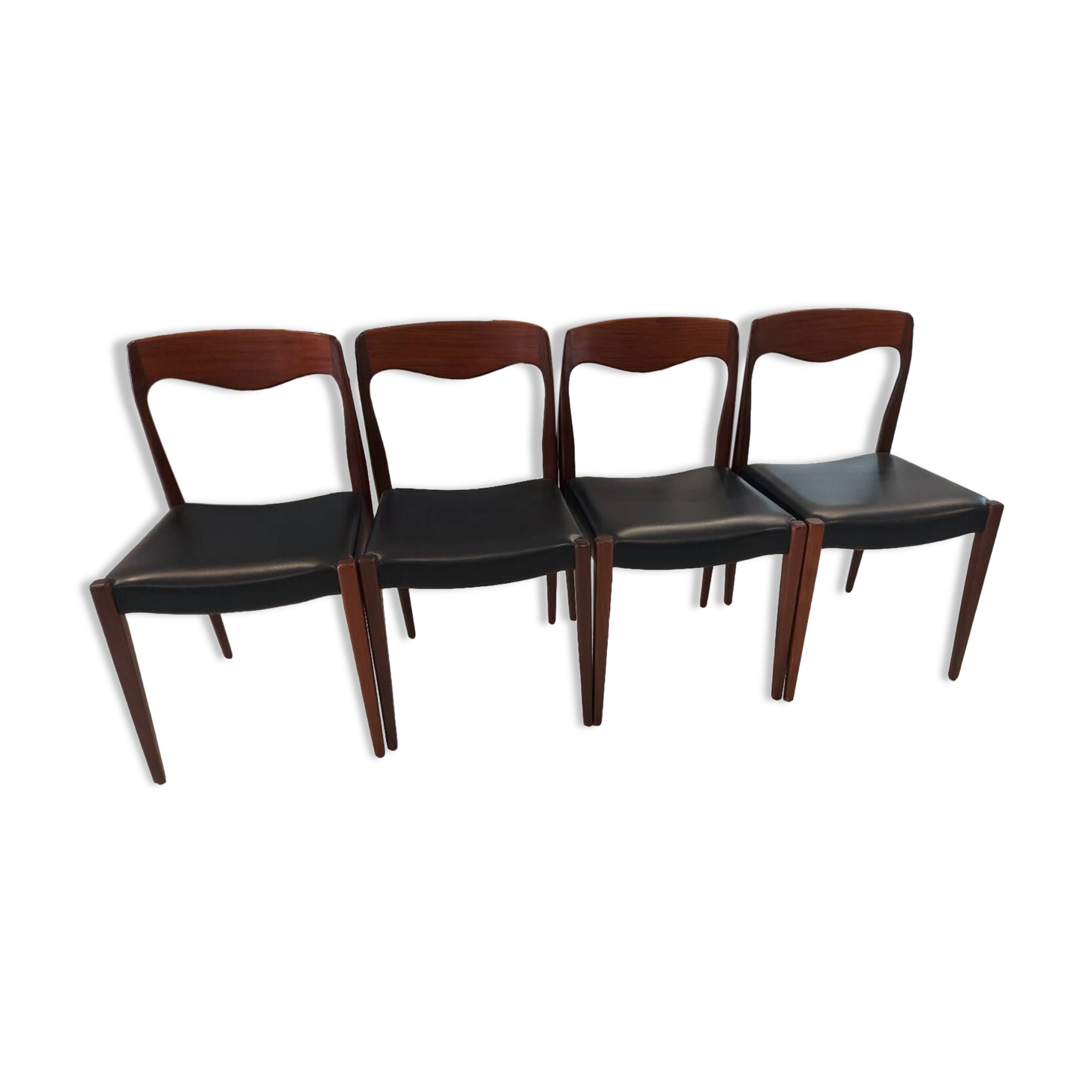 Set of 4 vintage Scandinavian teak chairs from the 1970s